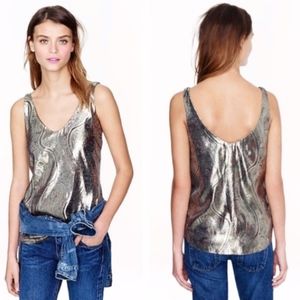 J. Crew Cate cami in gilded paisley lamé Size 0
